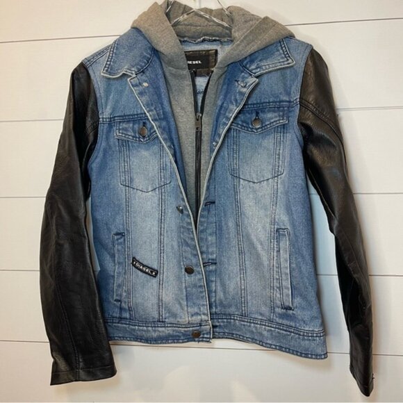 Diesel Jackets & Blazers - Diesel Denim “Only The Brave” Hoodie Unisex Jacket Size 14/16 Junior Adult Small
